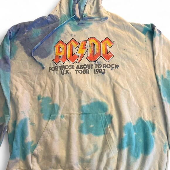 AC/DC For Those About To Rock Tour 1982 tie dye hoodie Size XXXL Brand New - Picture 1 of 2